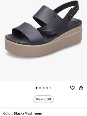 CROCS Black and Mushroom Platform Slide Sandal